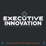 Executive innovation logo - black background white text