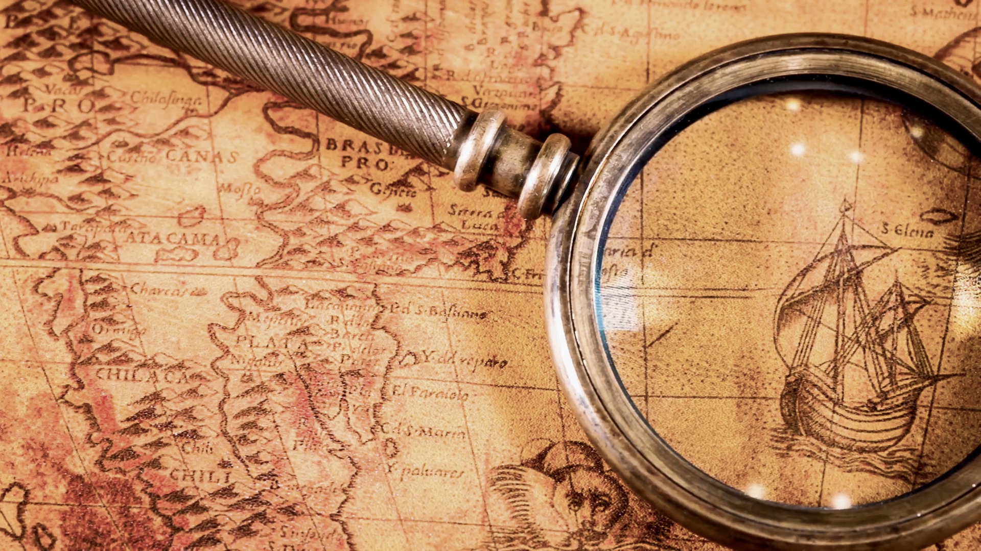 Magnifying glass over ship
