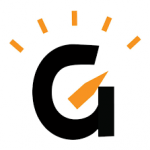 generator logo black letter g white background orange lines