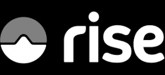 Logo of rise. Colors: white and gray on black background