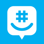 GroupME logo face with # ) in a square on a blue background