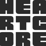 nine letters spelling heartcore logo