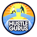 Hustle gurus logo - 2 men building a bridge