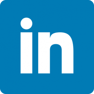 LinkedIn logo with white letters on a blue background