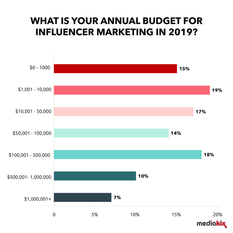 A graph presenting your annual budget on influencer marketing