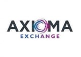 Logo of Axioma. Colors: black, blue and violet on white background