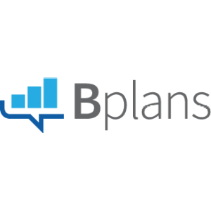 Bplans blog - blue signs on the left sides capital letter b and a text on a transparent background