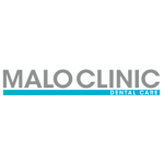 malo clinic logo grey text with blue line