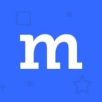 Messbusters logo with white lettering on a blue background
