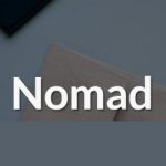 Nomad logo white nomad text on a gray background