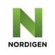 Nordigen logo with black lettering and a large green N on white background