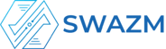 Logo of SWAZM. Colors: Blue on white background