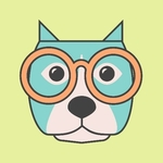 Scout logo dog with glasses scout logo