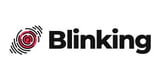 Logo of Blinking. Colors: black and red on whitebackground