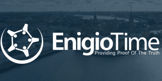 Logo of Enigio. Colors: white on blue background