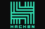 Logo of Hacken. Colors: green on blackbackground