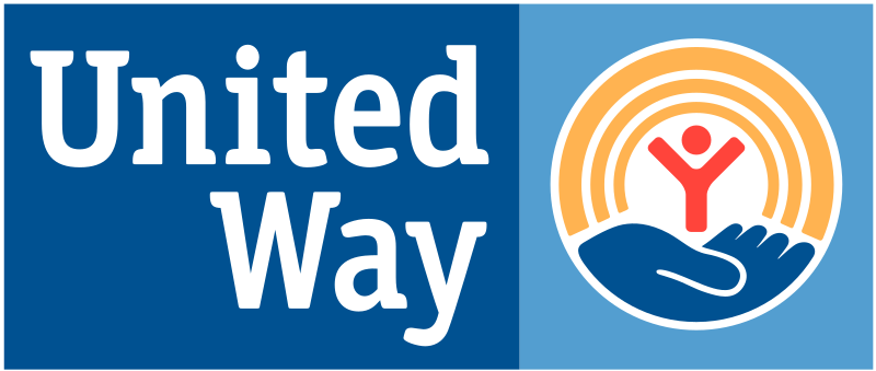 United Way logo blue rectangular logo with text overlay