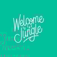 Welcome to the jungle logo with white lettering on a green background