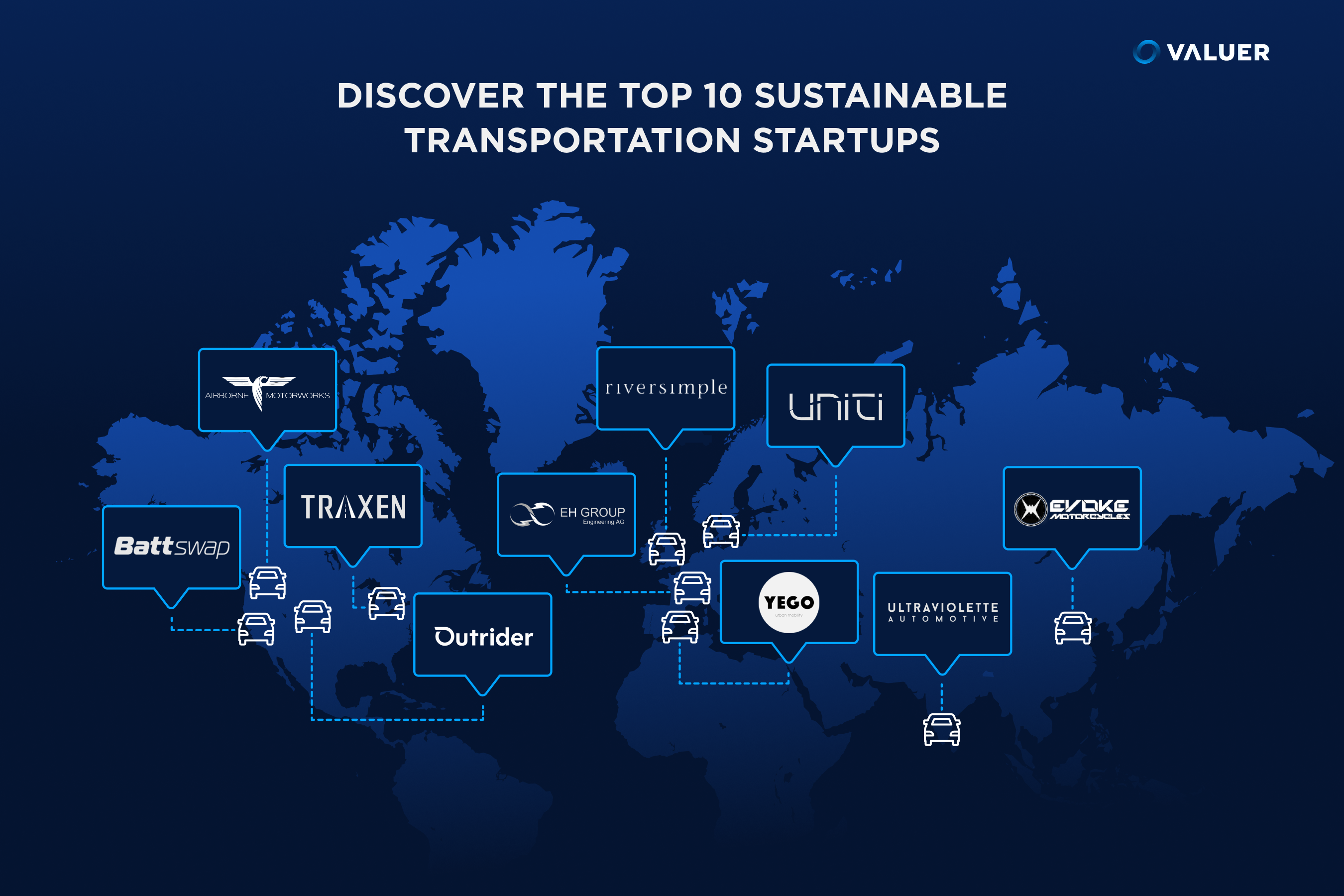 Map Image of sustainable transportation startups