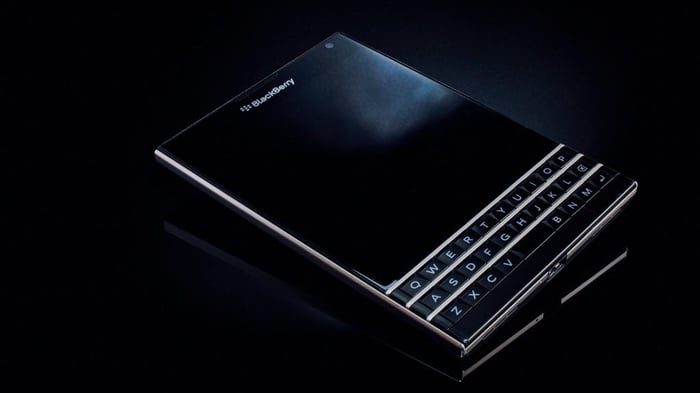 blackberry phone on a black background