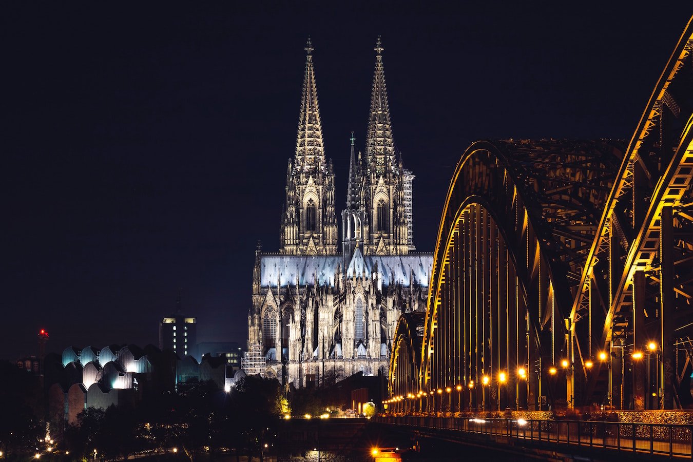 view of the church in cologne from a bridge 