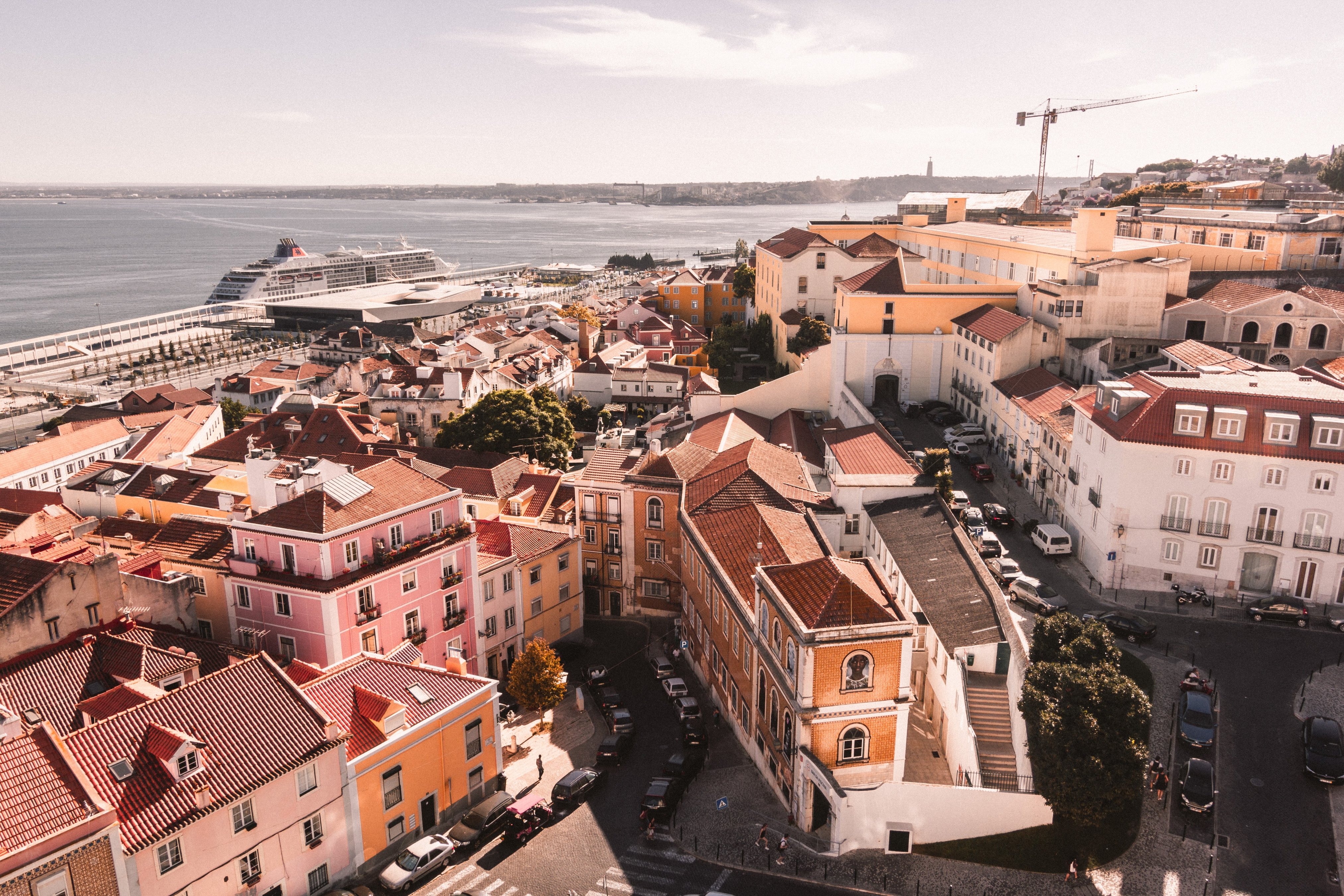 lisbon, portugal with a view over the harbor