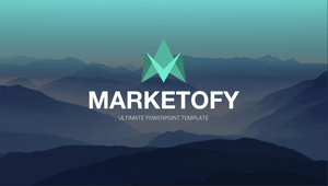 Marketofy logo - mountain background with teal logo and white text