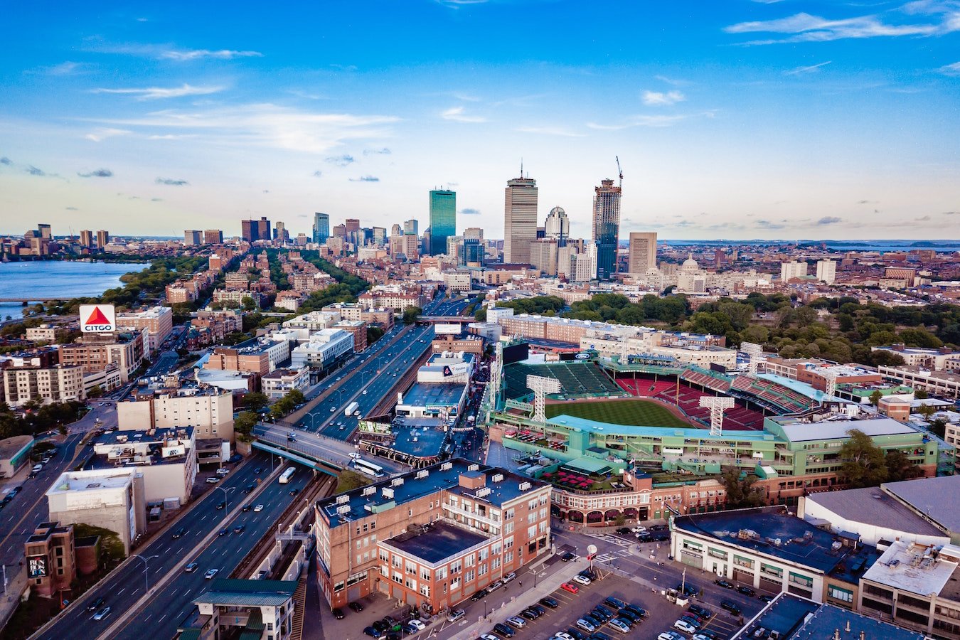 arial view of boston