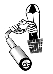 Man is looking through a telescope