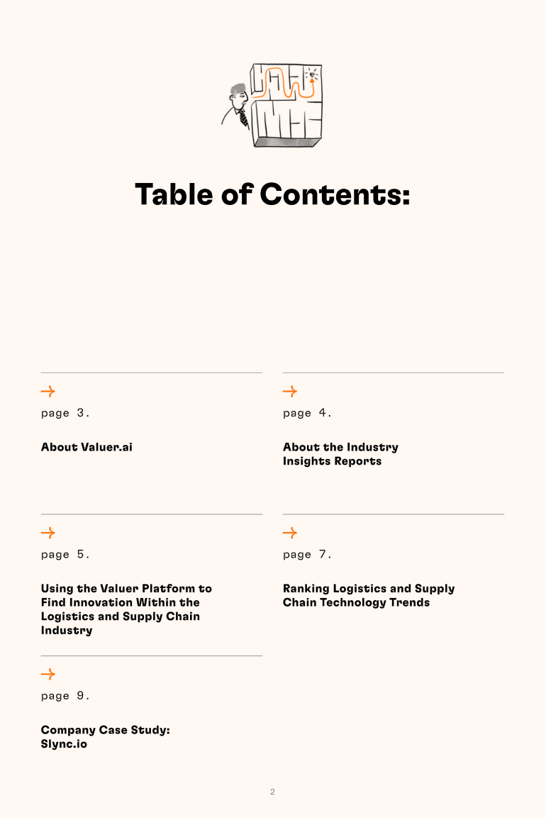 logistics table of contents