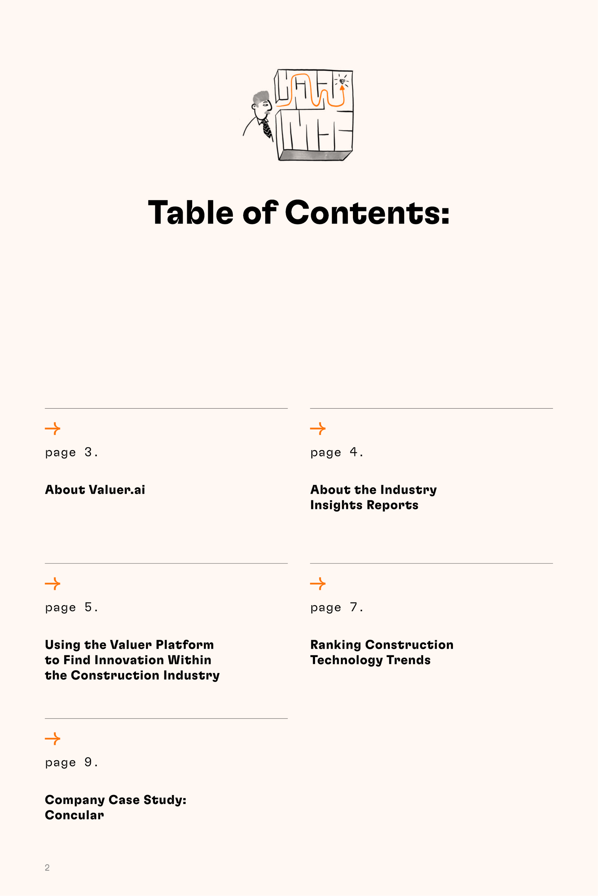 table of contents construction industry 