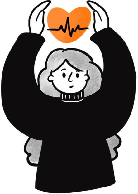 Girl holds a heart above her head