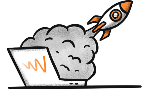 Rocket takes off from a laptop