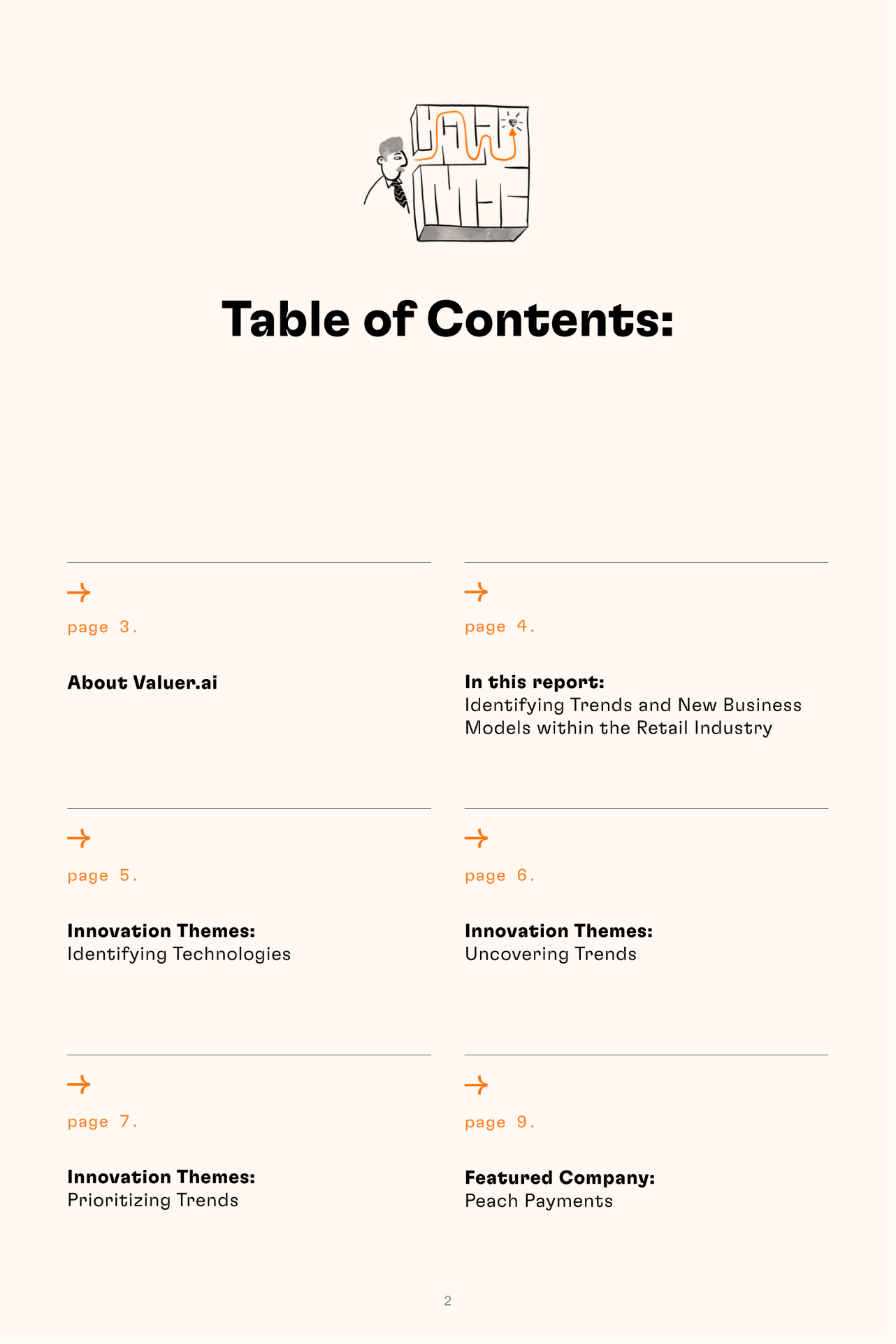 Retail Industry Insights report table of contents 